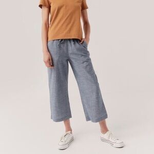 Pact 100% Organic Cotton Chambray Sunday Pant Wide Leg Crop Size XL